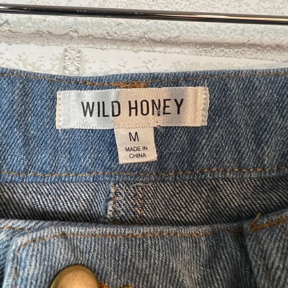 Wild Honey Blue Two Tone Color Block Step Hem Denim Mini Skirt Size M - Picture 3 of 8